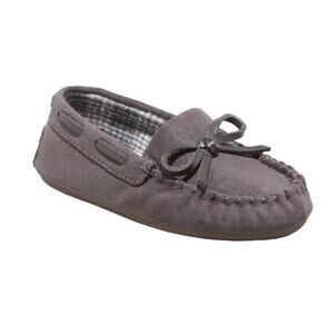 Carter Slippers Toddler Boys Size 10 Moccasin Dark Gray Sherpa Lined New